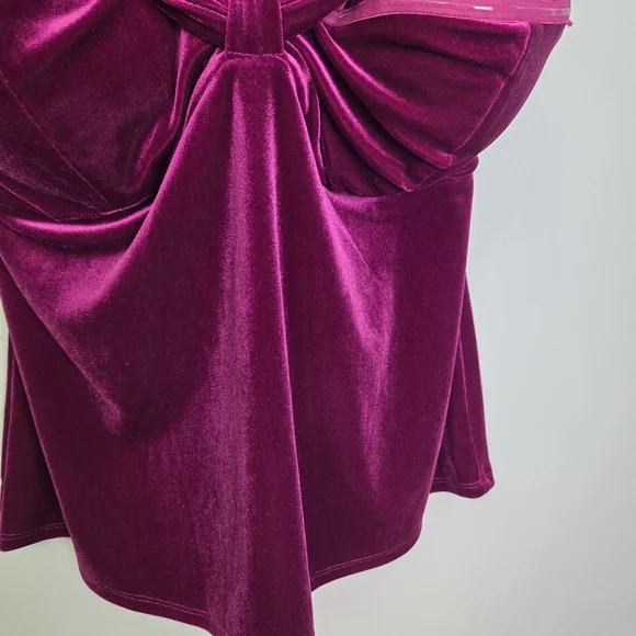 Parker Off the Shoulder Velvet Top Magenta Size Medium - Picture 5 of 7